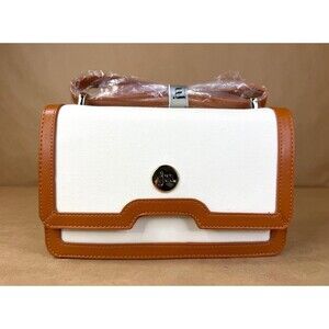 Jessica Moore Canvas & Faux Leather Flap Crossbody Bag w/ Dust Bag - NWT